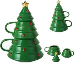 Hallmark Holiday Christmas Tree Stacking Mugs NWT